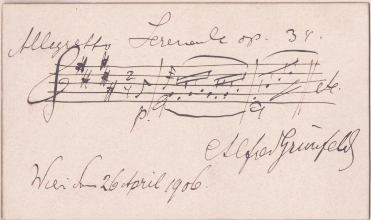 Grünfeld, Alfred - Autograph Musical Quotation Signed